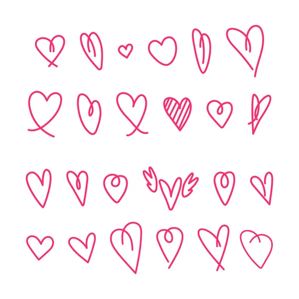 Ручний Намальований Знак Серця Вектор Символи Кохання Набір Ілюстрацій Каракулі — стоковий вектор