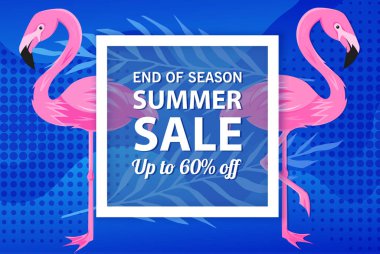 Yaz indirimi afiş şablonu, yaz indirimi reklamınız için parlak arka plan, Vektör illüstrasyonu