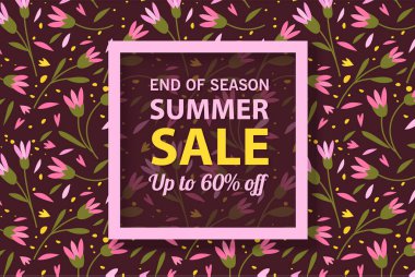 Yaz indirimi afiş şablonu, yaz indirimi reklamınız için parlak arka plan, Vektör illüstrasyonu