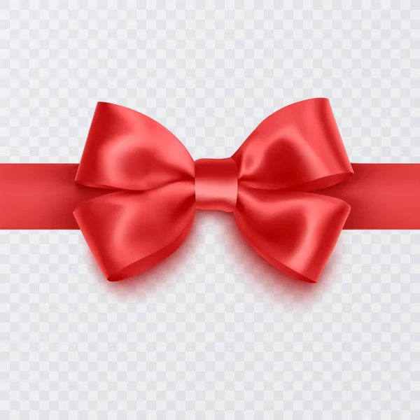 Arco vermelho realista, fita isolada no fundo branco. Vector eps 10 ilustração —  Vetores de Stock