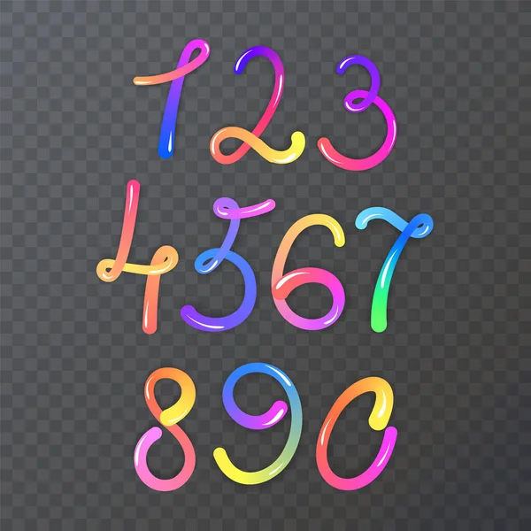 Hand Zeichnung Farbige Zahlen Mathematik Zahlen Vektor Illustration — Stockvektor