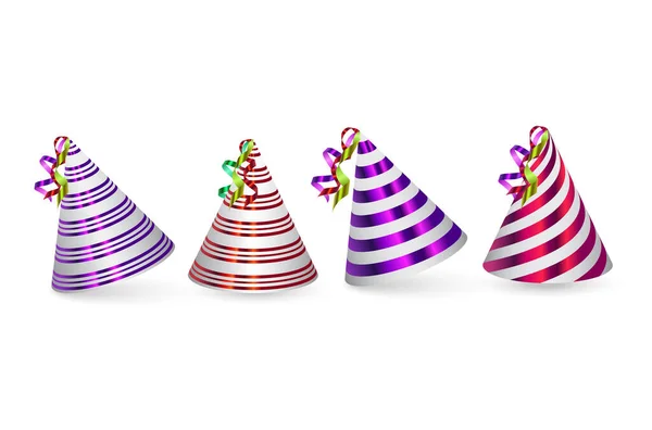 Chapeaux Anniversaire Sur Fond Blanc Chapeau Fête Coloré — Image vectorielle