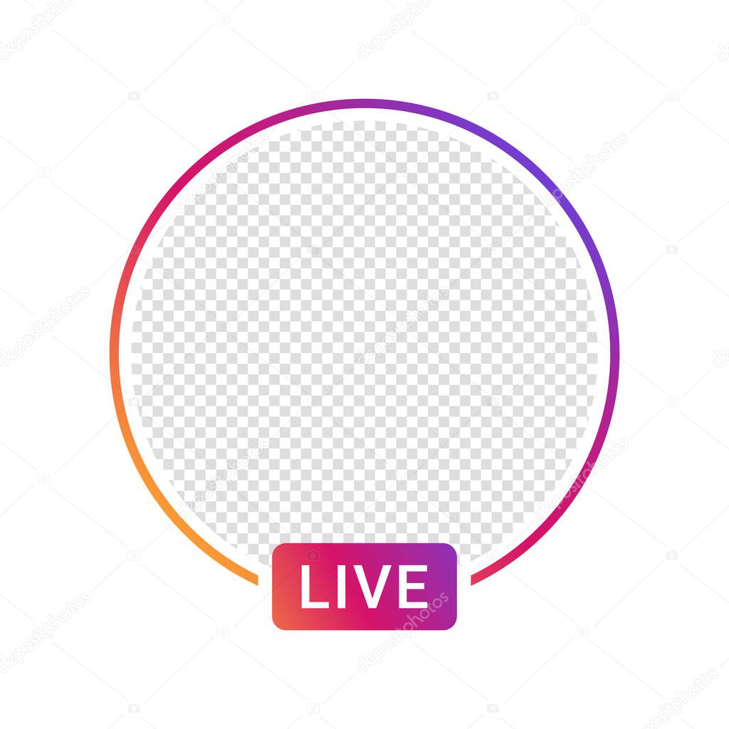 Live video streaming icon for social media. Social media app design element, live streaming, online video. Vector