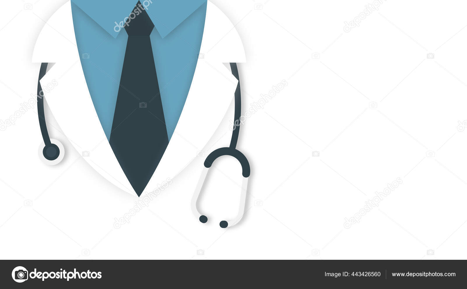 Doutor dos desenhos animados, vestindo jaleco branco com estetoscópio, Vetor Premium
