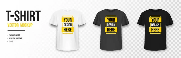 Shirt Mockup Branco Cinza Preto Cores Mockup Camisa Realista Com —  Vetores de Stock