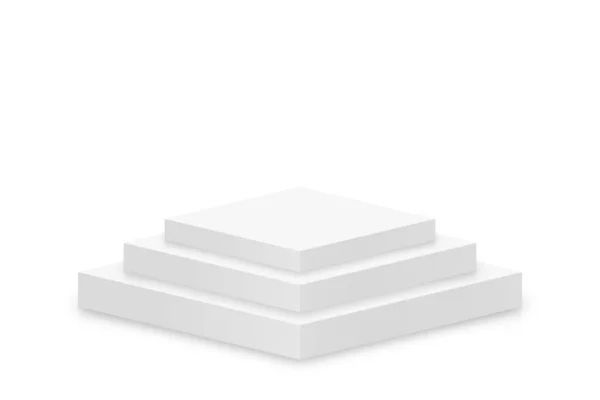 White Podium Mockup Τετράγωνο Σχήμα Κενό Στάδιο Βάθρο Mockup Απομονώνονται — Διανυσματικό Αρχείο