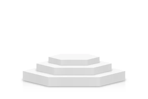Altıgen Şeklinde Beyaz Podyum Modeli Beyaz Arka Planda Izole Edilmiş — Stok Vektör