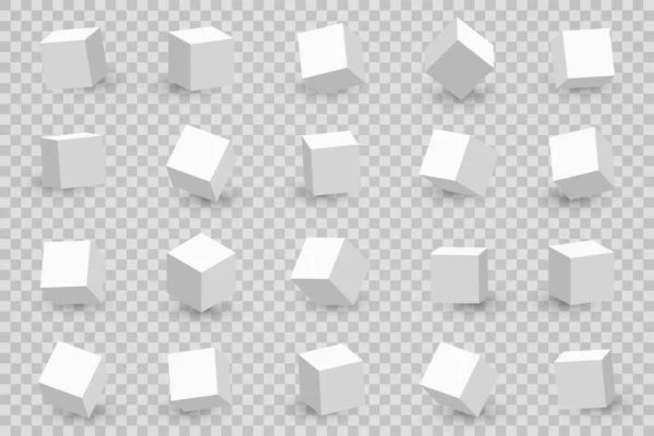 Cubi Diverse Prospettive Angoli Vista Isometrica Cubi Blocchi Bianchi Con — Vettoriale Stock