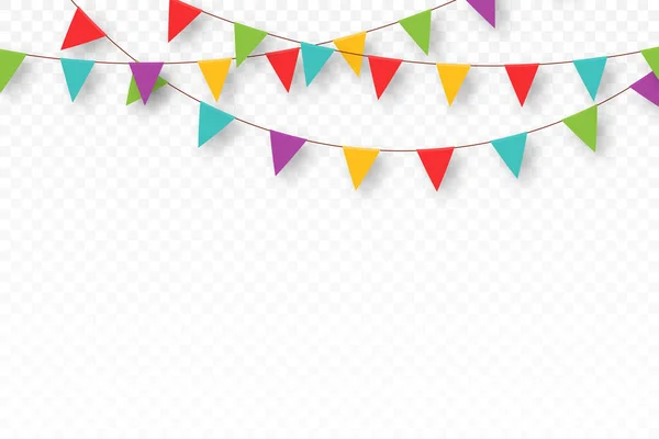 Карнавальная Гирлянда Вымпелами Декоративные Красочные Флаги Празднования Дня Рождения Фестиваля — стоковый вектор