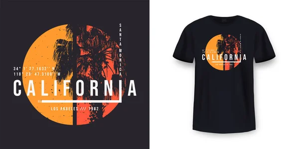 Californie Los Angeles Shirt Design Shirt Imprimé Design Avec Palmier — Image vectorielle