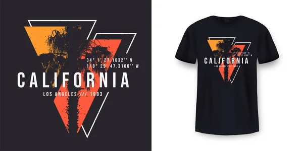 California Los Angeles Shirt Design Shirt Print Design Palm Tree — Stock Vector