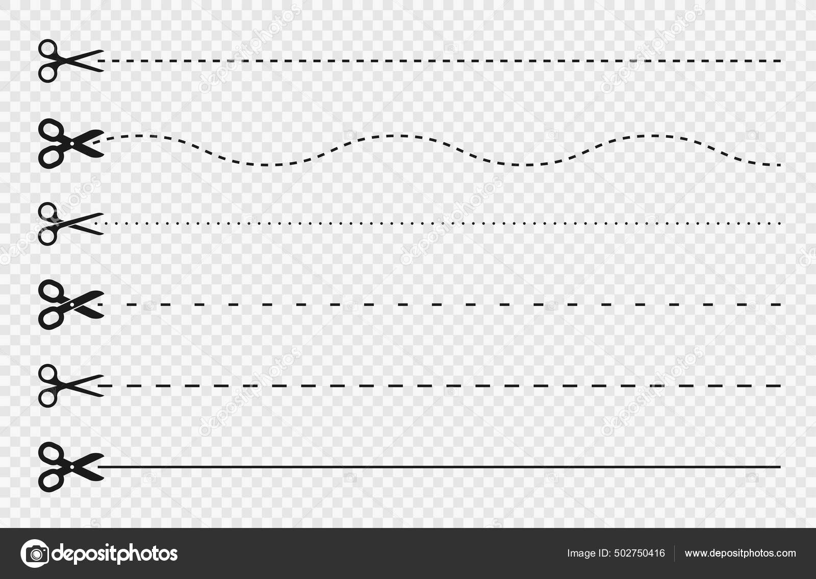 Перерезать Линии Линии Ножницы Значок Руководство Урезанию Линии.