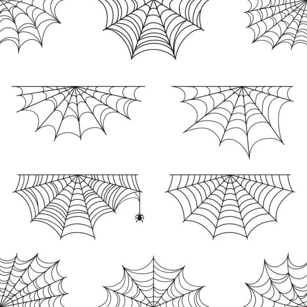Pókháló Halloweenre Halloween Pókháló Keretek Határok Halloween Elemek Dekoráció Kézzel — Stock Vector