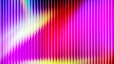 Dalgalanan cam gradyan arka plan. Yanardöner holografik yansımaları ve tırtıklı çarpıtması olan soyut neon cam gradyan arkaplan. Kırmızı ve pembe renklerde buzlu cam morfizm etkisi. Vektör