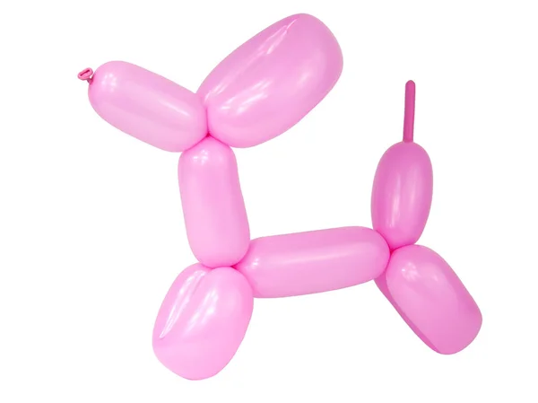 Roze Ambachtelijke Ballon Hond Geïsoleerd Witte — Stockfoto