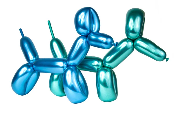 蓝色明亮的气球狗被白色隔离 — 图库照片