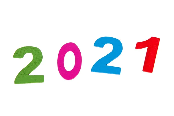 Νέο Έτος 2021 Αριθμοί Πολύχρωμο Απομονωμένο Στο Λευκό — Φωτογραφία Αρχείου
