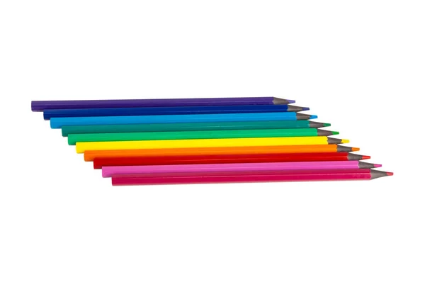 Diferentes Lápis Cor Para Criação Arte Isolado Teh Branco — Fotografia de Stock
