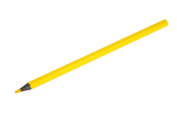 Žlutá Barevná Tužka Izolovaná Bílé — Stock fotografie