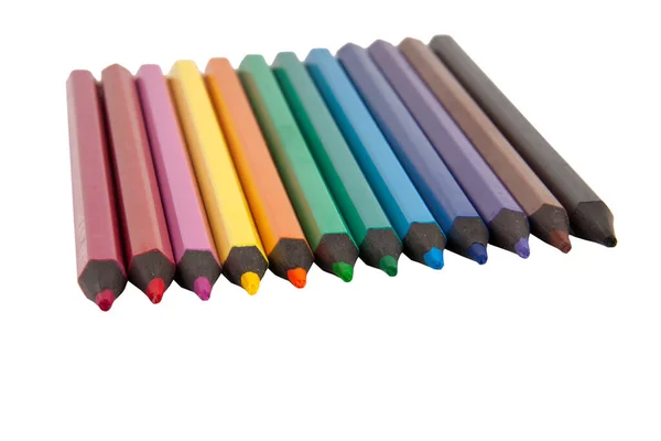 Crayons Différentes Couleurs Pour Création Artistique Isolés Sur Teh Blanc — Photo