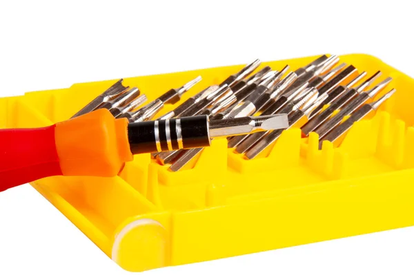 Schraubendreher Werkzeug Set Gelber Box — Stockfoto