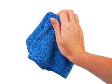 Mavi temizleme bezi beyaza izole edilmiş.