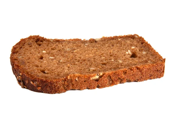 Beyaza Izole Edilmiş Tahıllı Ekmek Dilimi — Stok fotoğraf