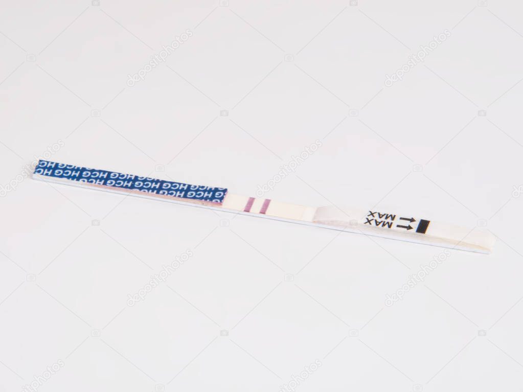 Pregnancy test medicine on the white