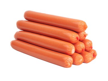 Lezzetli sosis aperatifleri beyaza izole edilmiş.