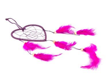 Beyaz arka planda izole edilmiş rüya kapanı mor kalp.