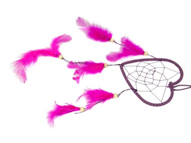 Beyaz arka planda izole edilmiş rüya kapanı mor kalp.