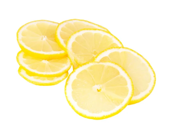 白に隔離された黄色の柑橘類のレモンスライスフルーツ — ストック写真