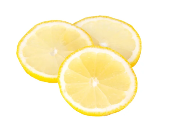 白に隔離された黄色の柑橘類のレモンスライスフルーツ — ストック写真
