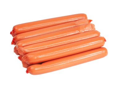 Lezzetli sosis aperatifi. Beyaza izole edilmiş.