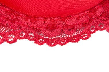 Beyaz arka planda izole edilmiş lüks kırmızı dantel.