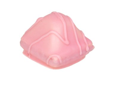 Pink chocolate waffle sweets isolated on the white background