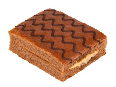 Beyaz arka planda izole edilmiş bisküvi keki sandviçi.