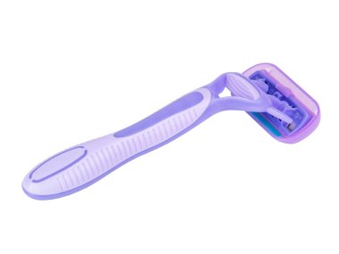 Beyaz arka planda izole edilmiş tıraş için mor jilet