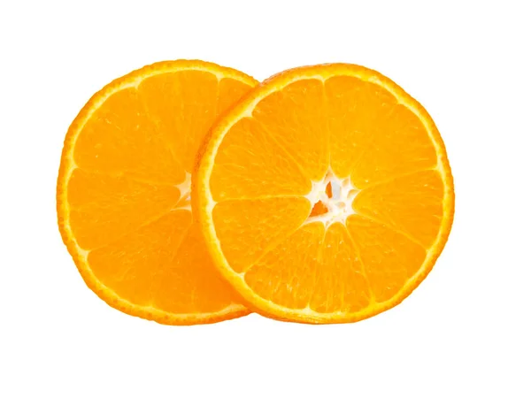 Perfekt Orange Frukt Skiva Isolerad Den Vita Bakgrunden — Stockfoto