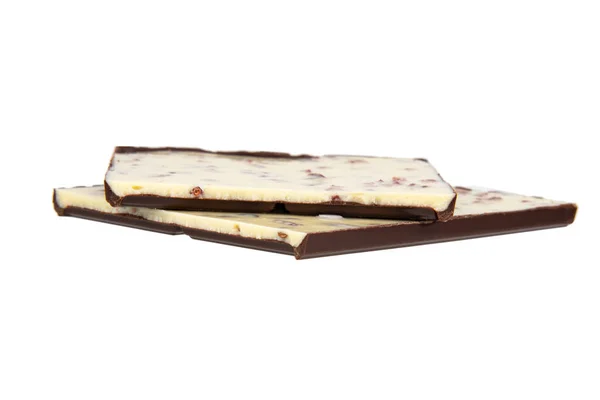Chocolate Doble Oscuro Blanco Con Frutas Aisladas Sobre Fondo Blanco —  Fotos de Stock