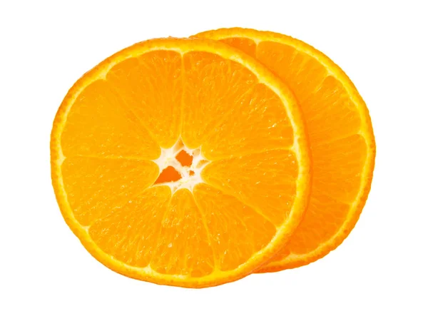 白い背景に隔離された完璧なオレンジフルーツスライス — ストック写真