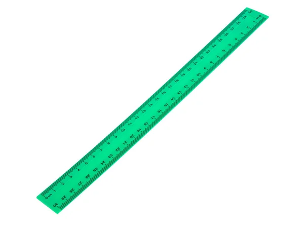 Green Centimeter Ruler Isolated White Background — Stock Photo, Image