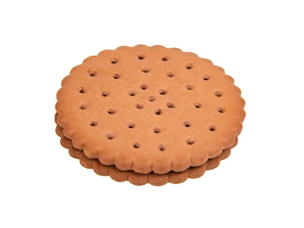 Bruine Sandwich Koekjes Geïsoleerd Witte Achtergrond — Stockfoto