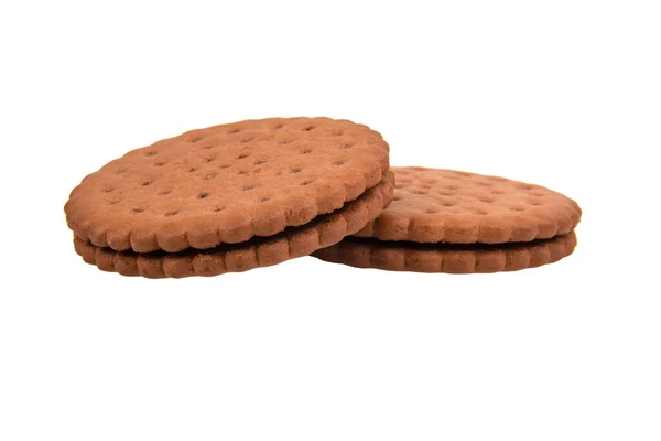Brown Sandwich Cookies Isolated White Background — Stock Photo, Image