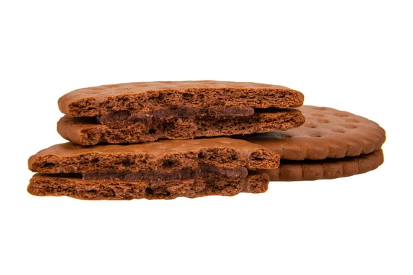 Galletas Sándwich Marrón Aisladas Sobre Fondo Blanco — Foto de Stock