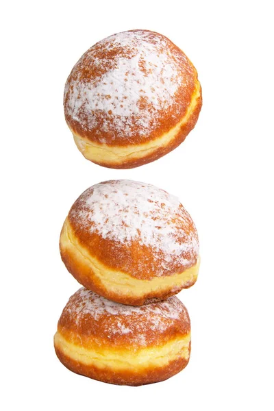 三个美味的柏林甜甜圈在白色背景上被隔离了 — 图库照片