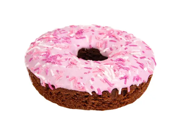 Rosa Violett Glasierte Donut Dekoriert Isoliert Auf Dem Weißen Hintergrund — Stockfoto