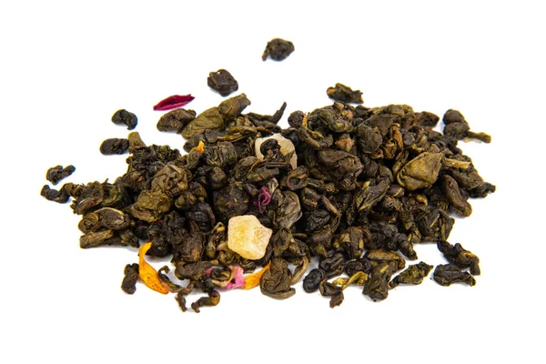 Ароматический Зеленый Сушеный Чай Листья Манго Изолированы Белом Фоне — стоковое фото