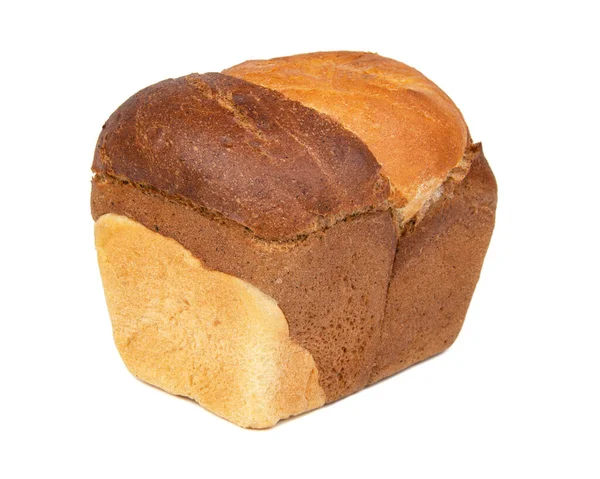 Dvojité Bílé Hnědý Chléb Chutné Izolované Bílém Pozadí — Stock fotografie