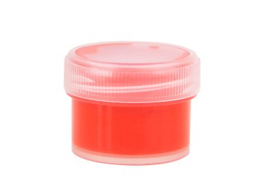 Red can of gouache paint isolated on the white background